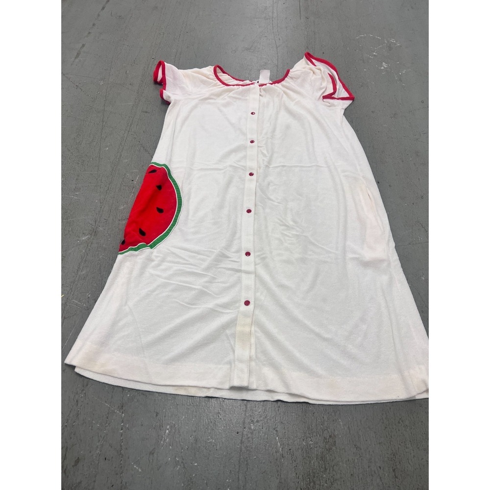 Vintage Models Coat House Dress Women L 40" Chest White Watermelon Snap Front
